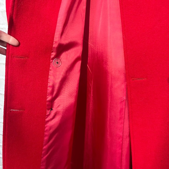 NWOT VINTAGE |•PARIS SPORT CLUB•| Statement Long Red Wool Black Leather Sz 11/12 - Picture 11 of 15